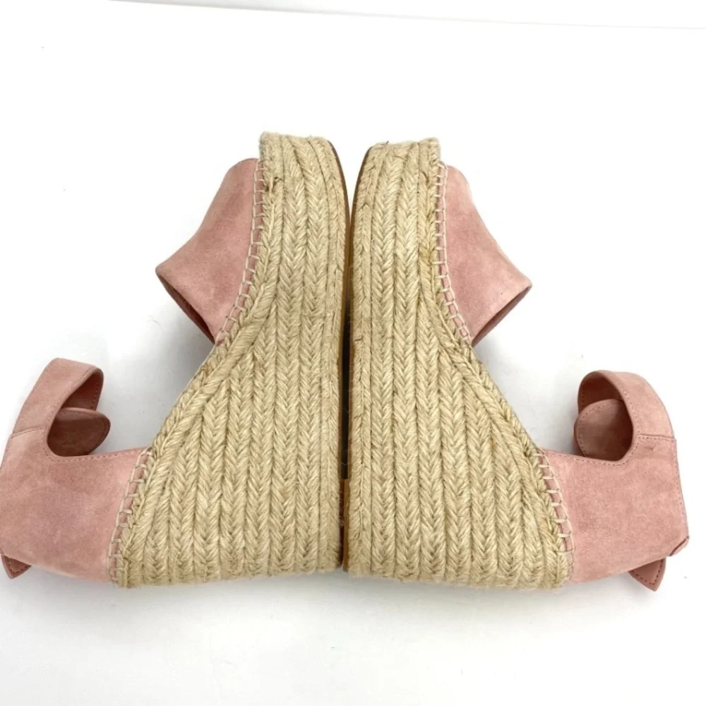 MARC Fisher Alida Suede Platform Wedge Espadrilles Sandals Dusty Pink Size 9 New
